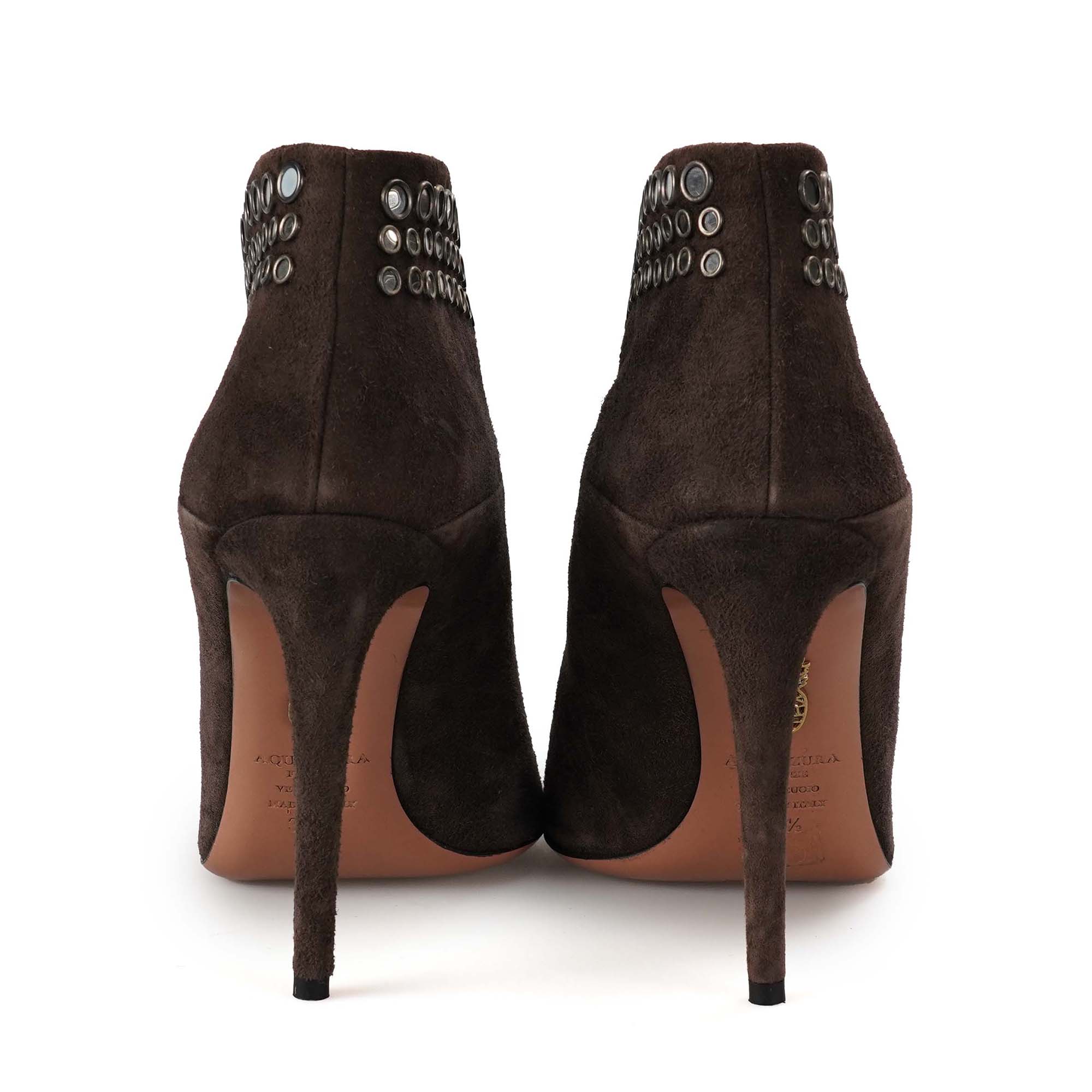 Aquazzura - Chocolate Suede Heel Booties 